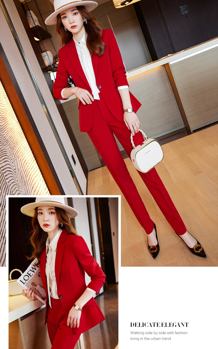 Red coat business suit a set for women