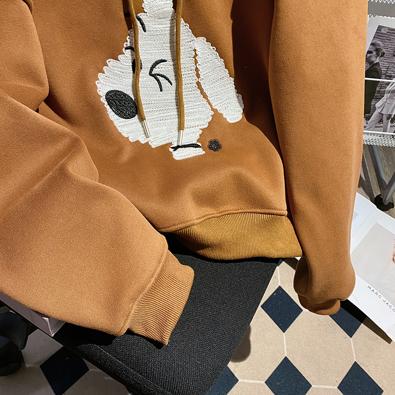 Autumn and winter hooded hoodie pure cotton tops for women