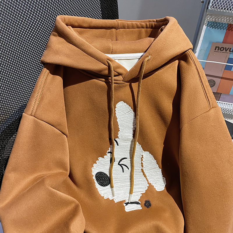 Autumn and winter hooded hoodie pure cotton tops for women