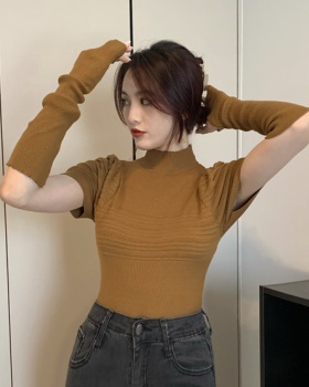 Pit stripe high collar sleeves niche pullover sweater