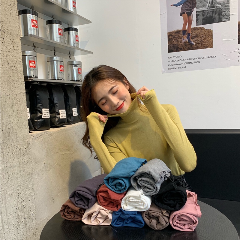 Heap collar all-match bottoming shirt simple T-shirt