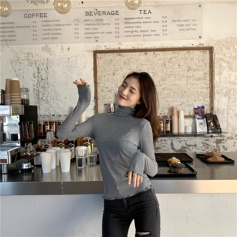 Heap collar all-match bottoming shirt simple T-shirt