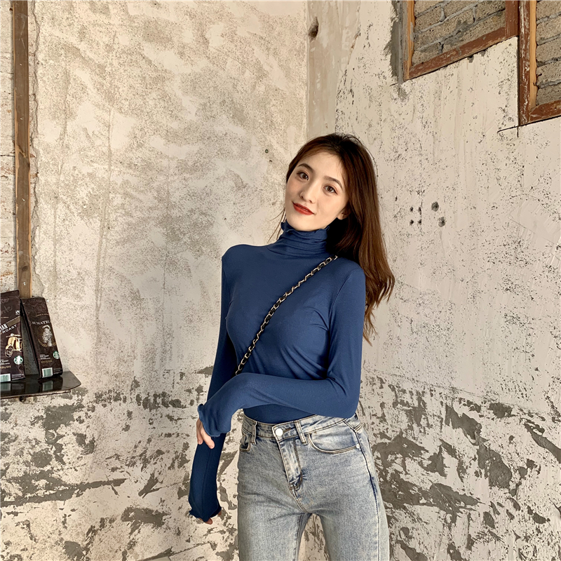 Heap collar all-match bottoming shirt simple T-shirt