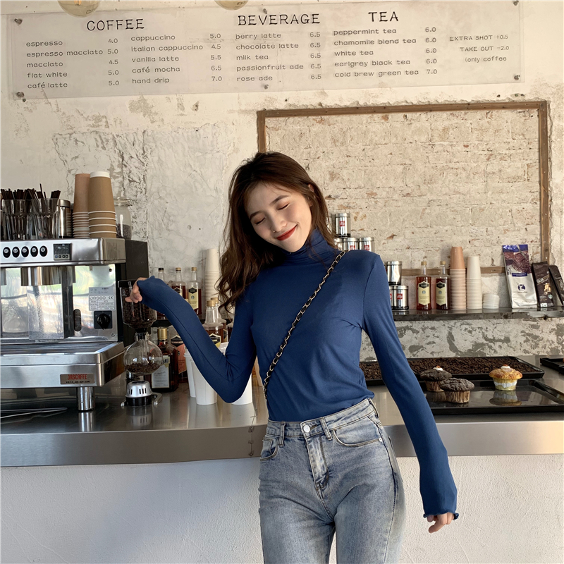 Heap collar all-match bottoming shirt simple T-shirt