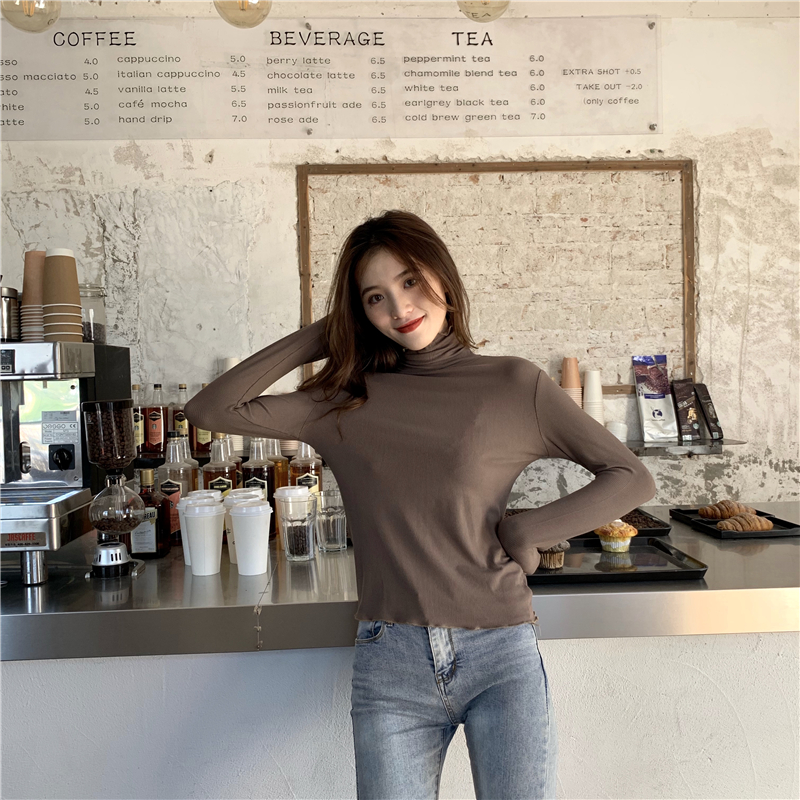 Heap collar all-match bottoming shirt simple T-shirt