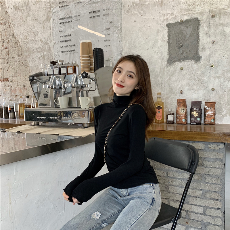 Heap collar all-match bottoming shirt simple T-shirt