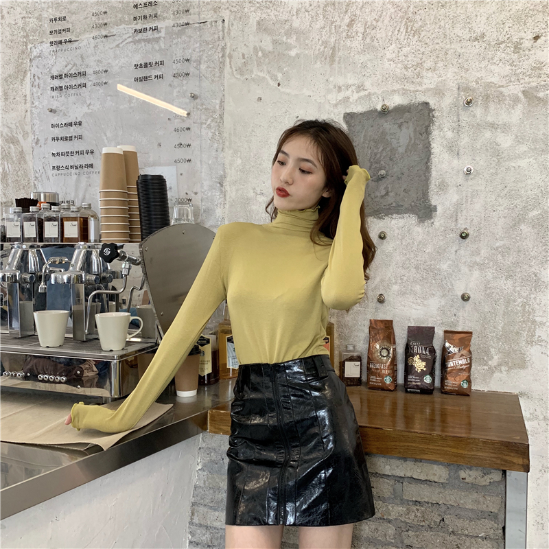 Heap collar all-match bottoming shirt simple T-shirt