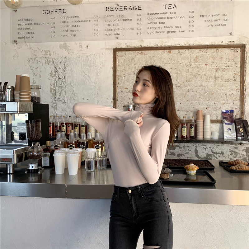 Heap collar all-match bottoming shirt simple T-shirt