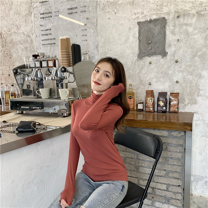 Heap collar all-match bottoming shirt simple T-shirt