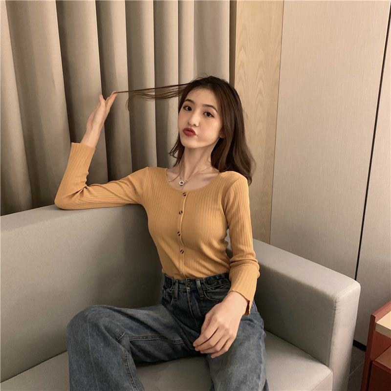 All-match clavicle tops long sleeve bottoming shirt