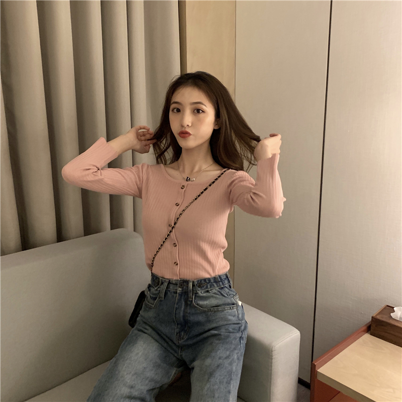 All-match clavicle tops long sleeve bottoming shirt