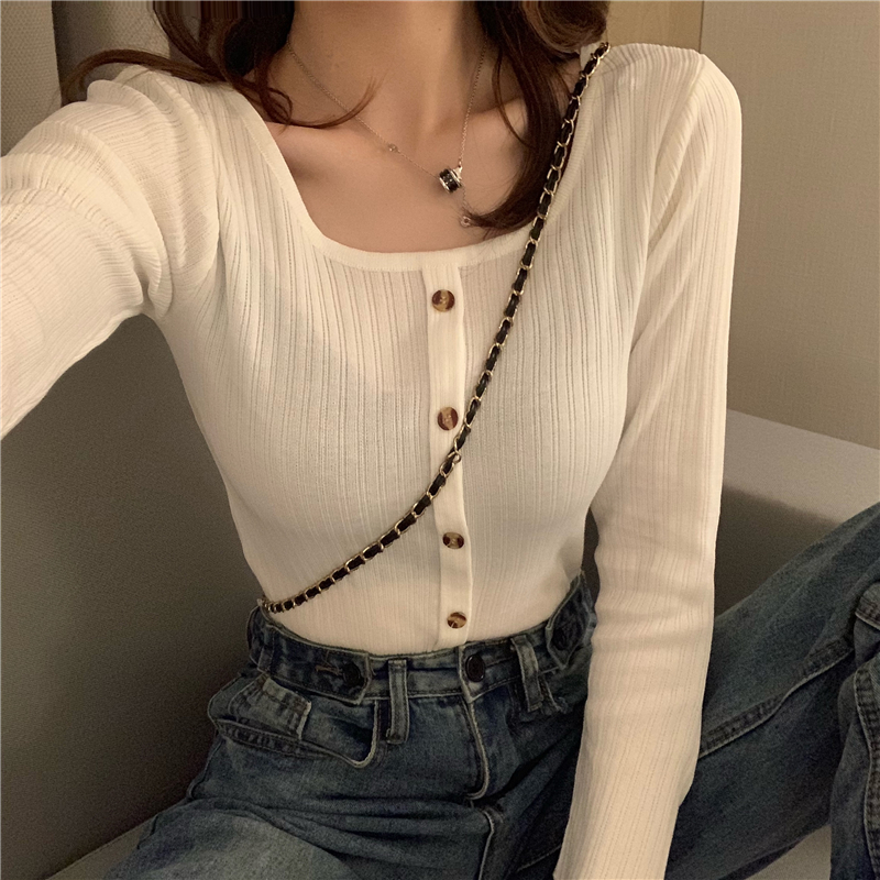 All-match clavicle tops long sleeve bottoming shirt
