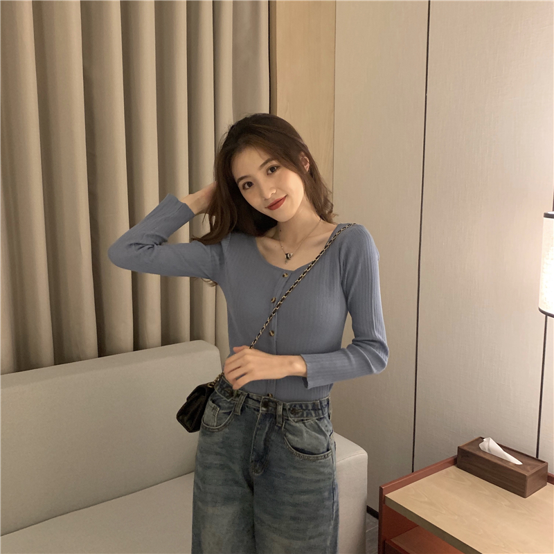 All-match clavicle tops long sleeve bottoming shirt