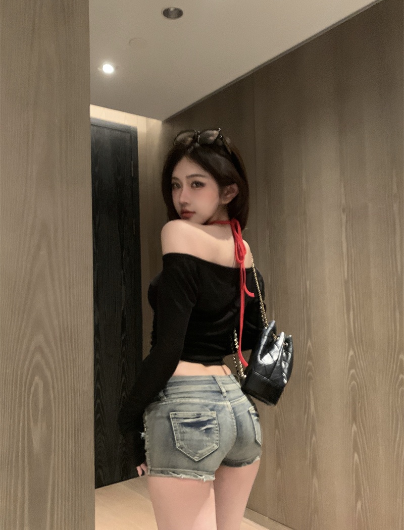 Knitted autumn tops Pseudo-two T-shirt for women