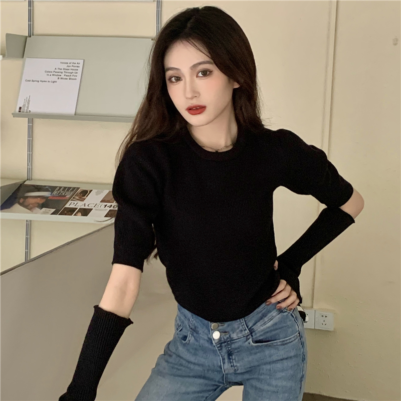 Removable sleeve long sleeve sweater niche tops for women