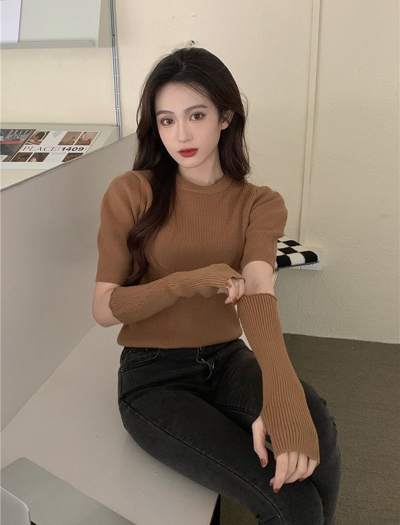 Removable sleeve long sleeve sweater niche tops for women