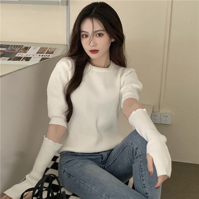 Removable sleeve long sleeve sweater niche tops for women