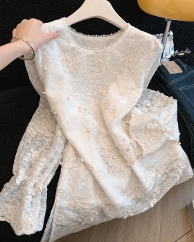 Chanelstyle lace shirt embroidery beading tops for women