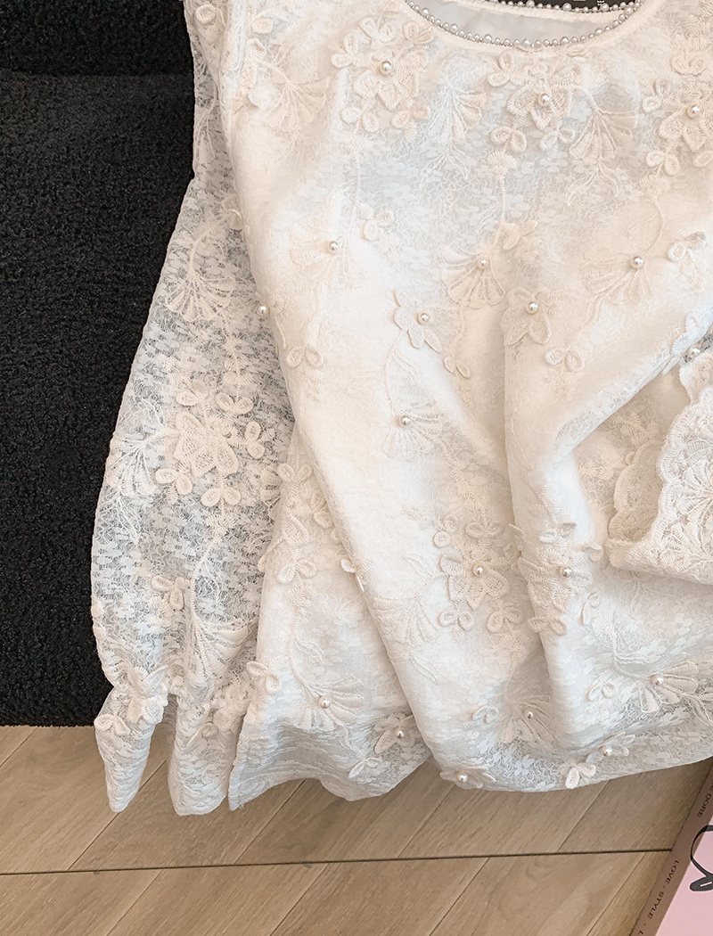 Chanelstyle lace shirt embroidery beading tops for women