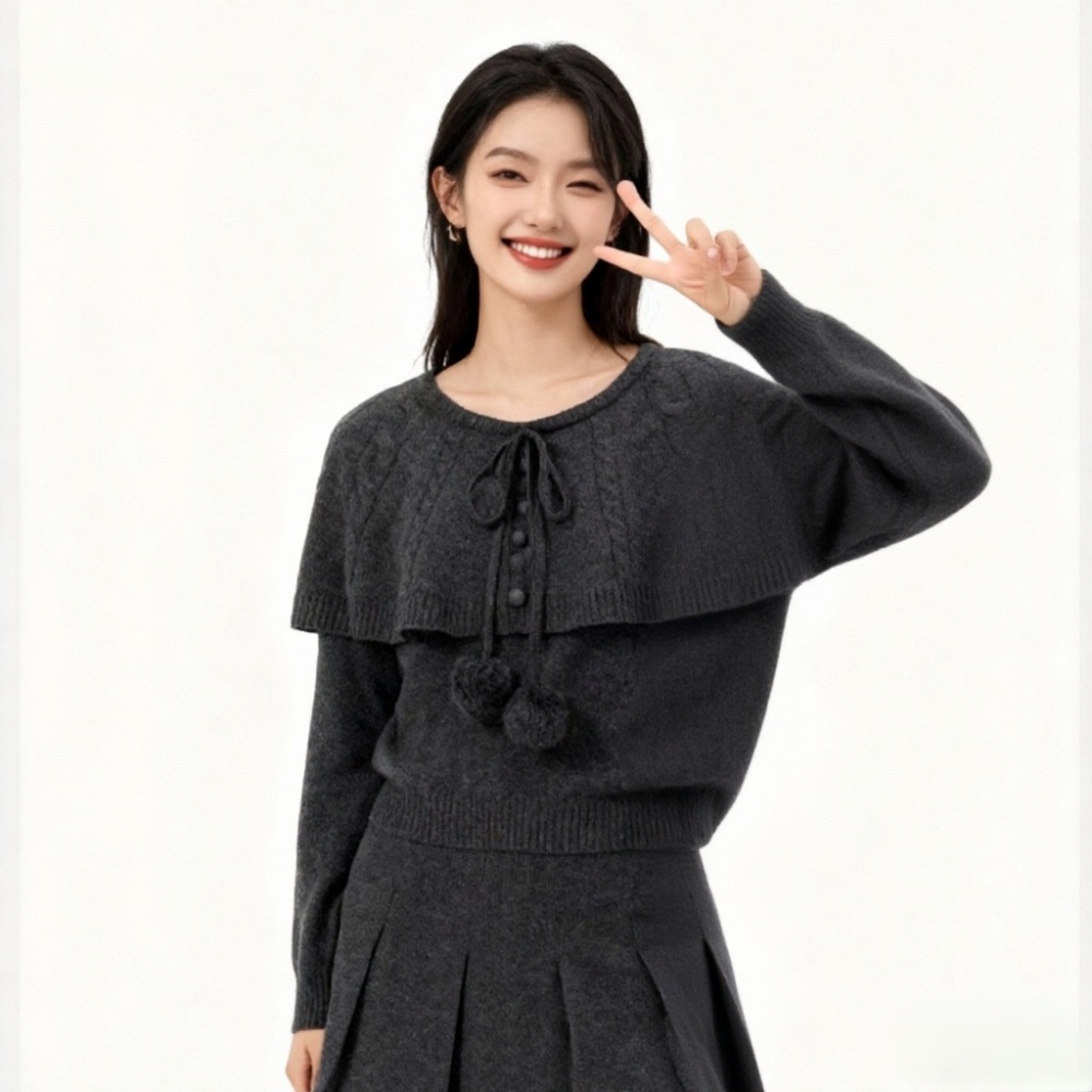 Long sleeve Pseudo-two sweater Korean style cloak