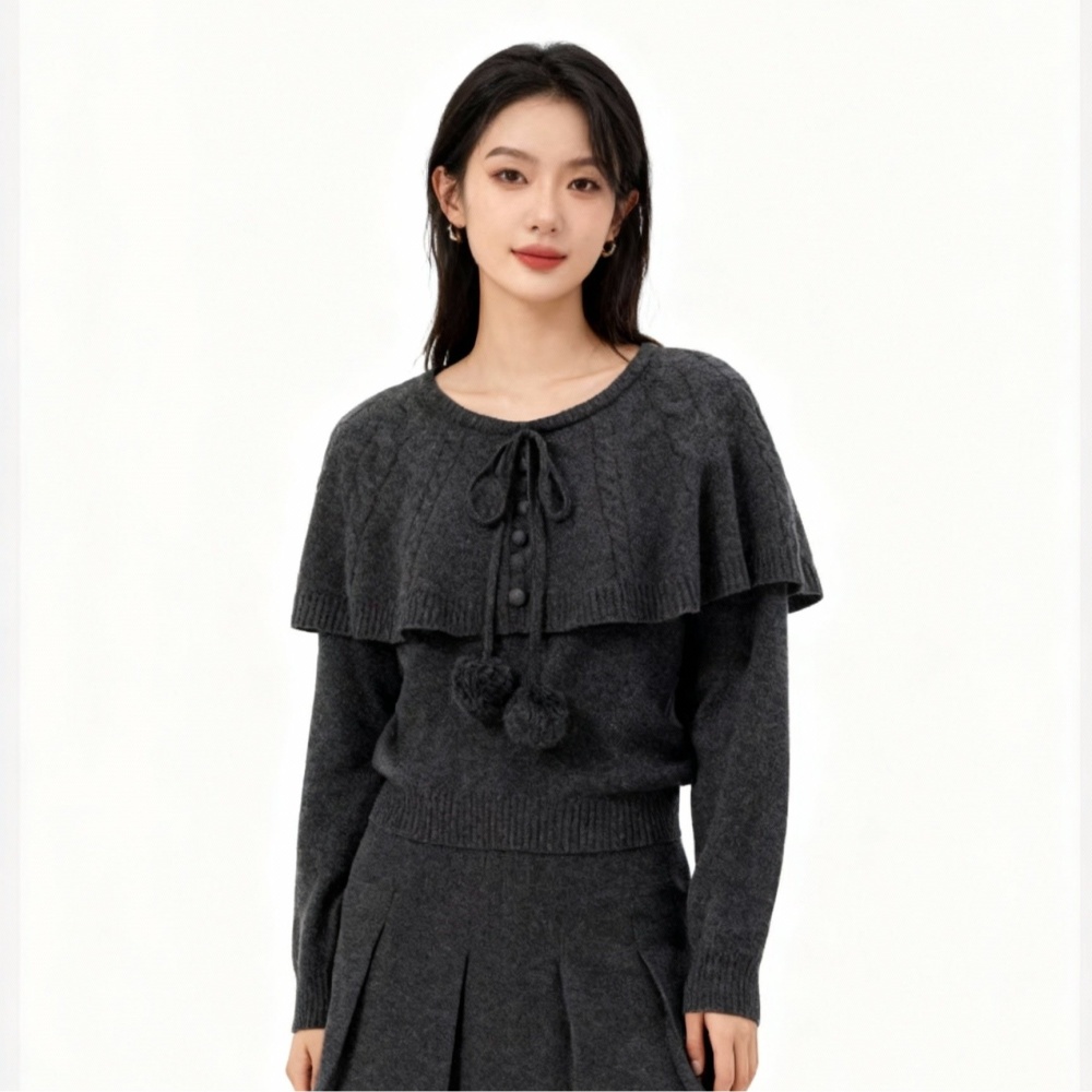 Long sleeve Pseudo-two sweater Korean style cloak