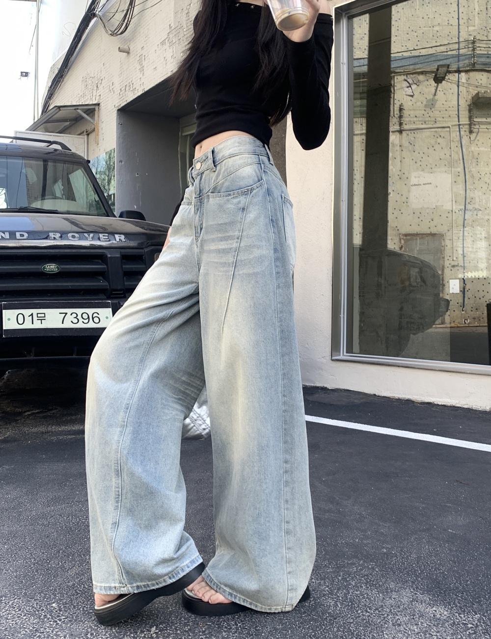 Wide leg autumn slim loose high waist jeans for women