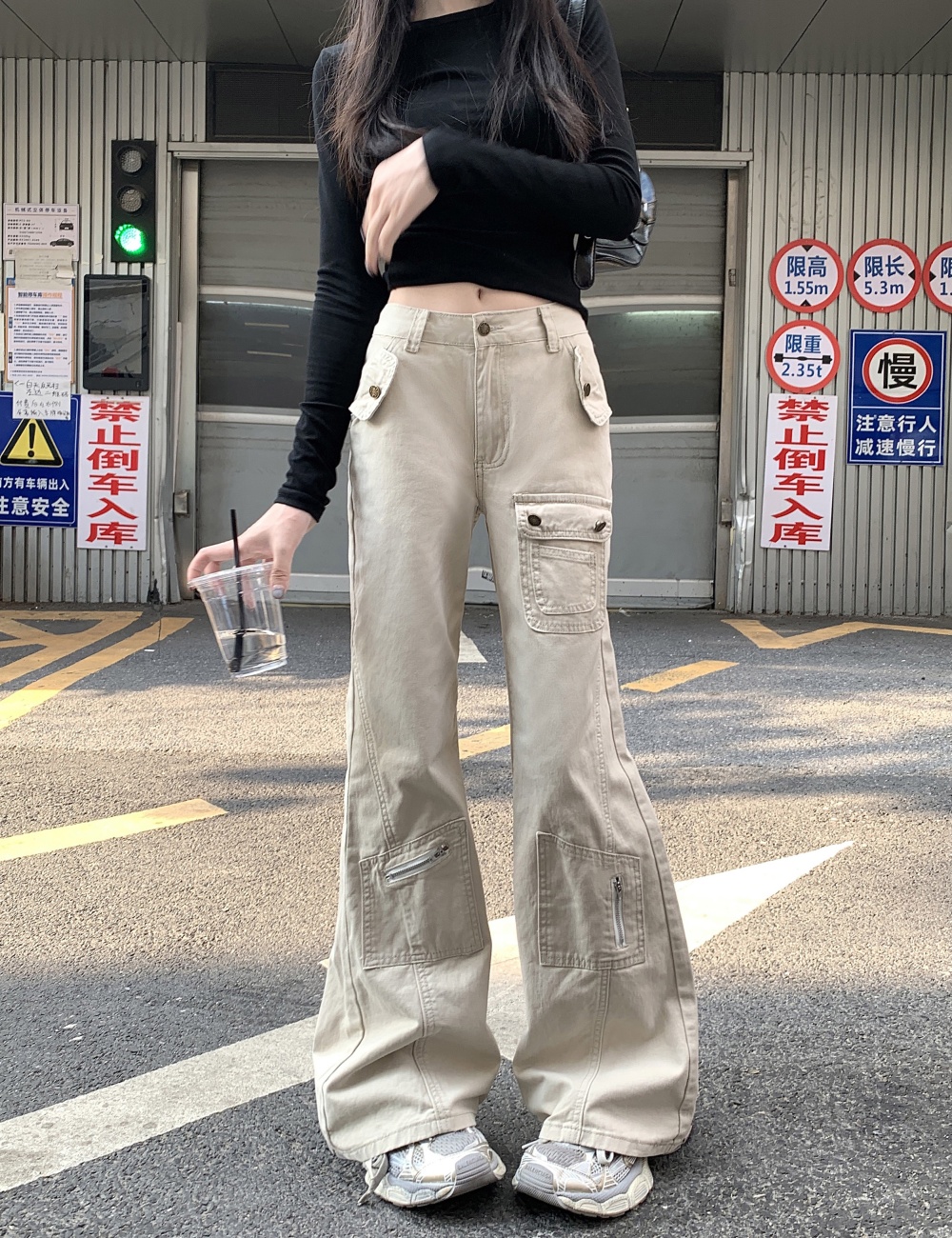 Many pocket micro speaker jeans mopping work pants