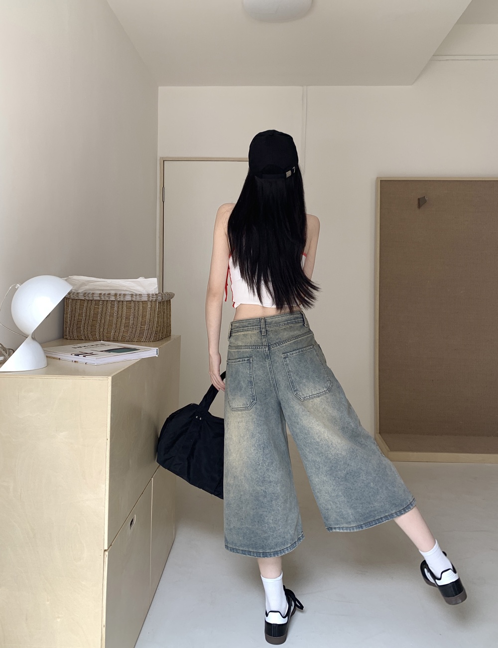 Straight seven tenths short jeans washed five pants for women