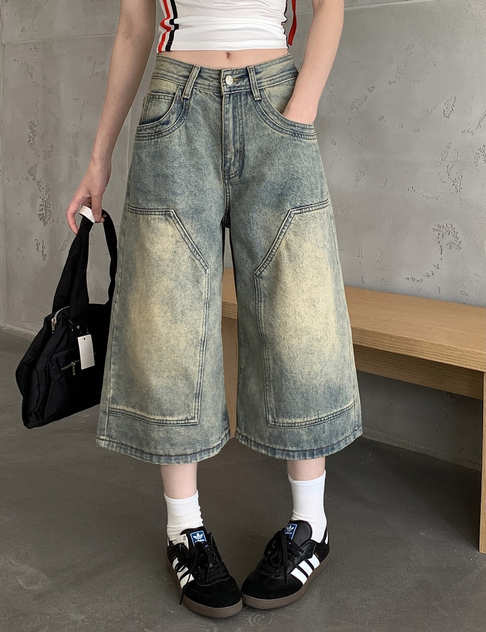 Straight seven tenths short jeans washed five pants for women