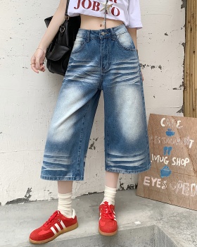 Seven tenths blue crimp washed lazy jeans for women