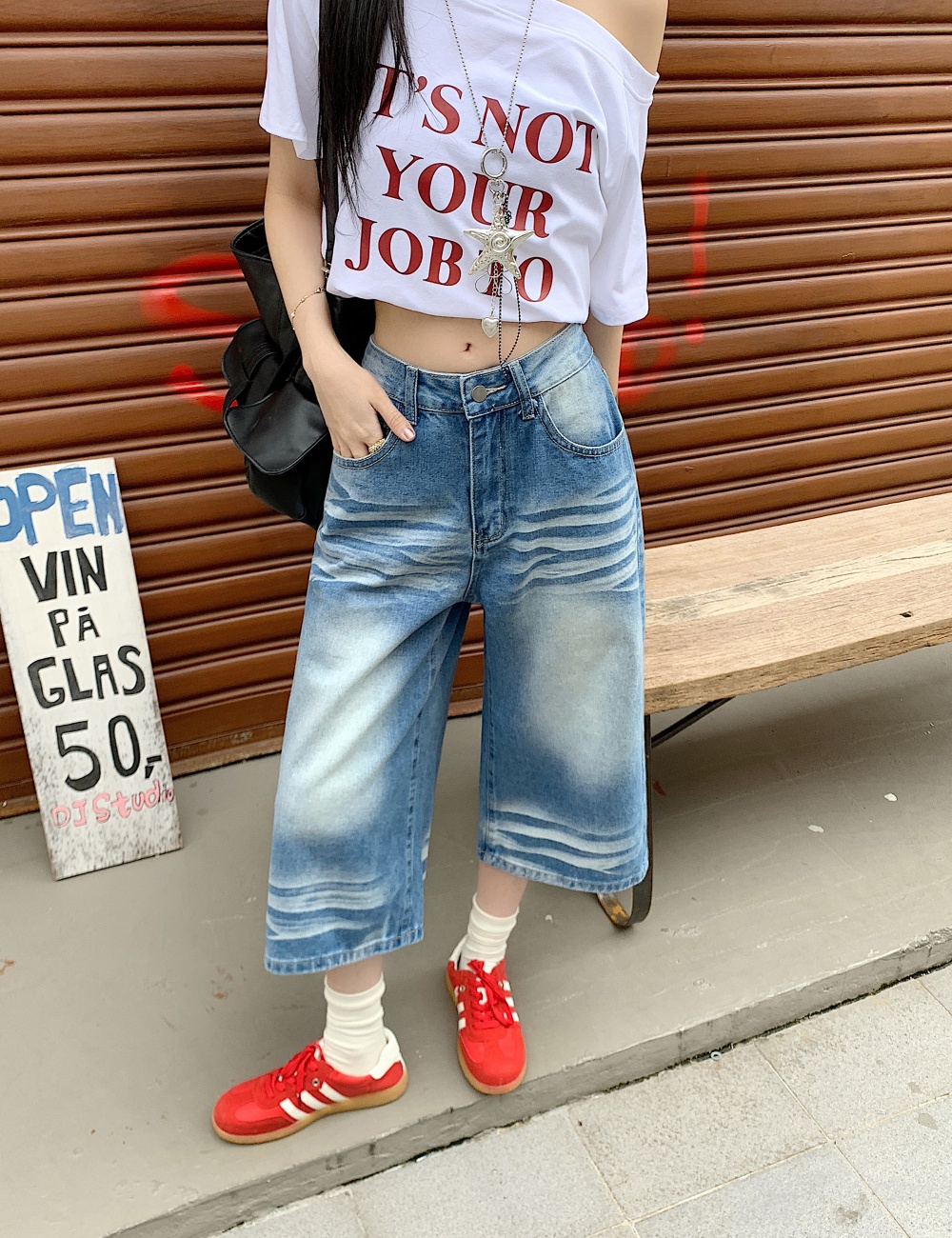 Seven tenths blue crimp washed lazy jeans for women