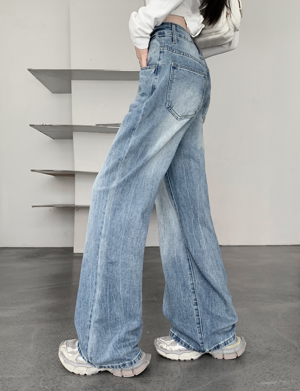 Micro speaker autumn high waist jeans for women