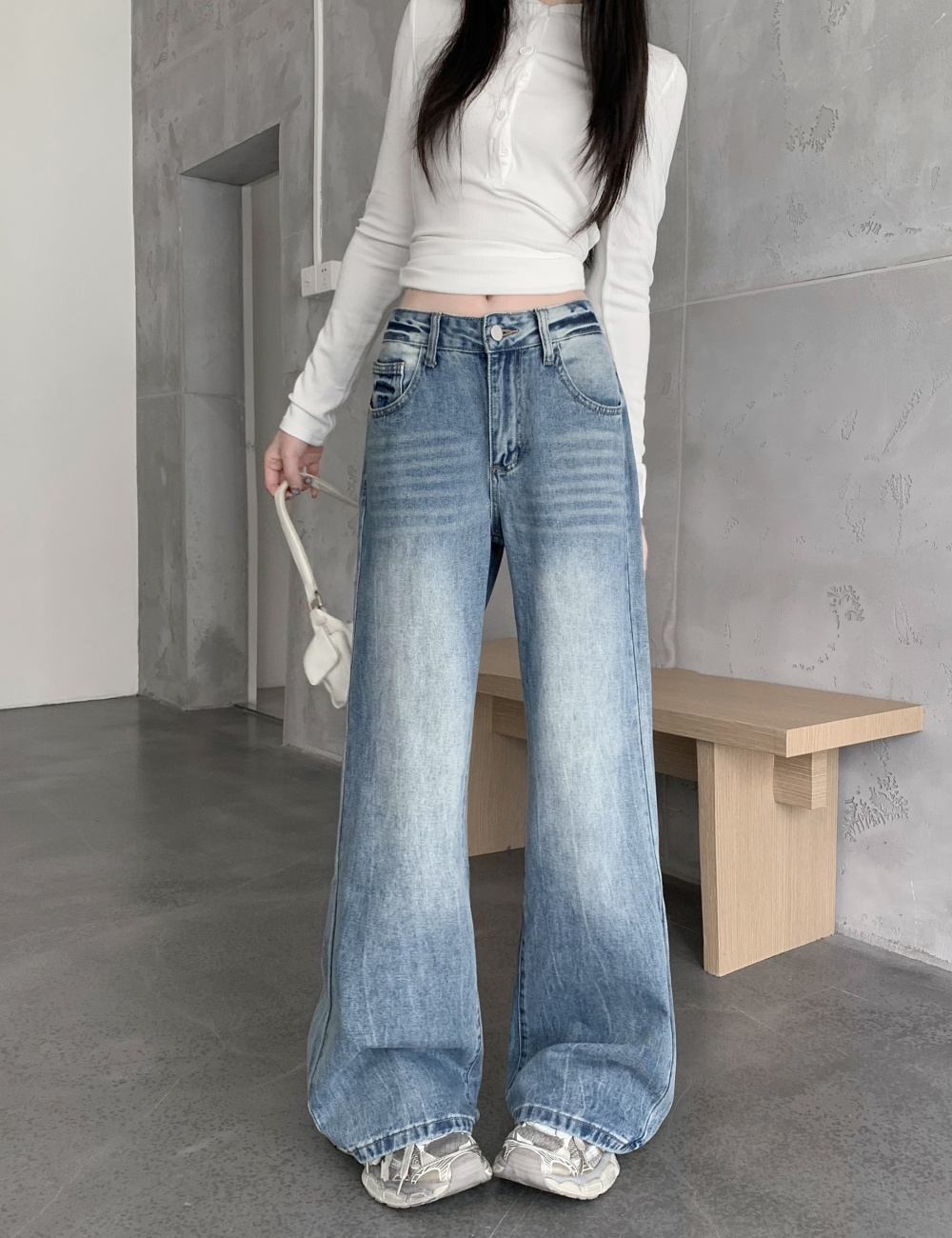 Micro speaker autumn high waist jeans for women