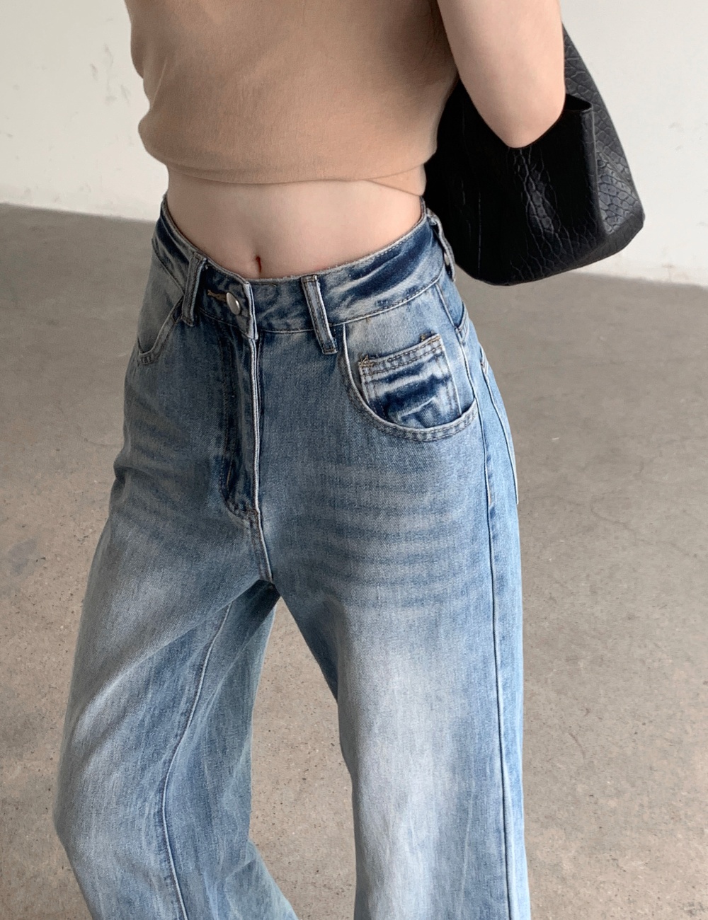 Micro speaker autumn high waist jeans for women