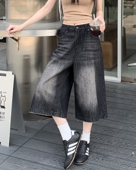 Straight short jeans loose five pants for women