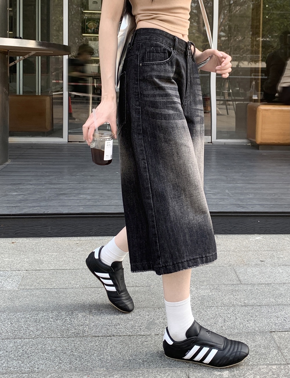 Straight short jeans loose five pants for women