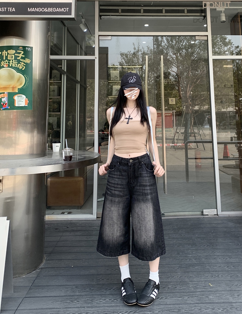 Straight short jeans loose five pants for women