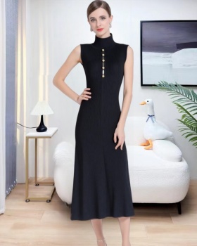 Hollow elegant high collar temperament fashion dress