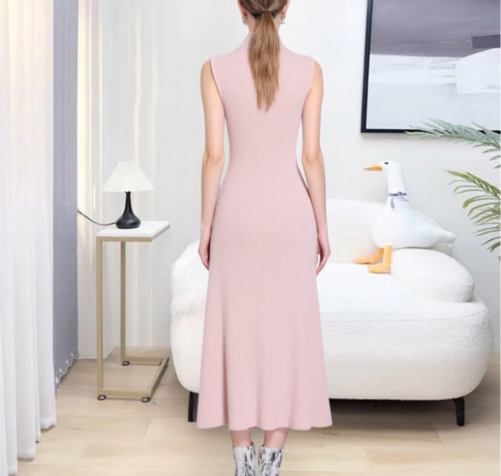 Hollow elegant high collar temperament fashion dress