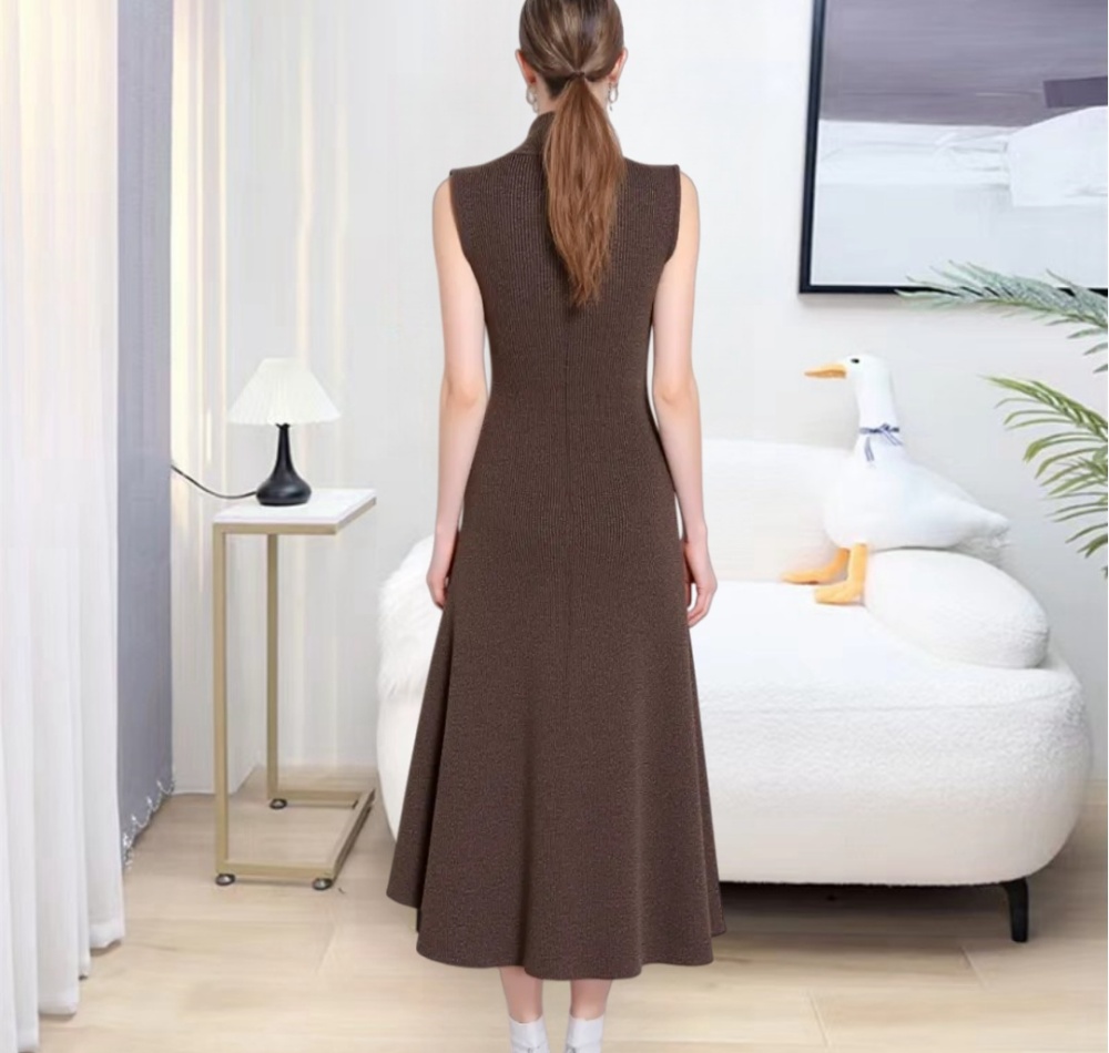 Hollow elegant high collar temperament fashion dress