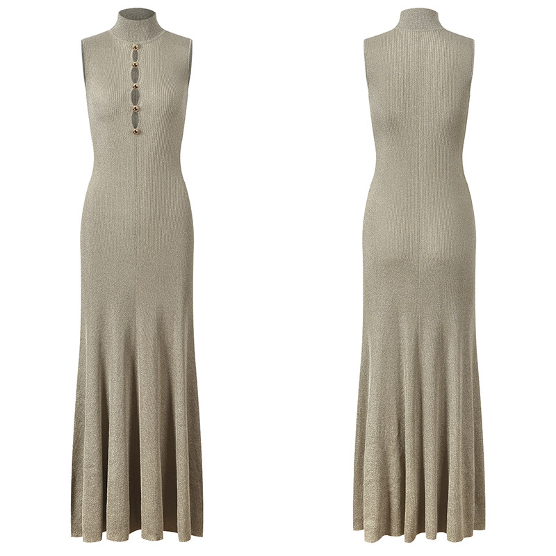 Hollow elegant high collar temperament fashion dress