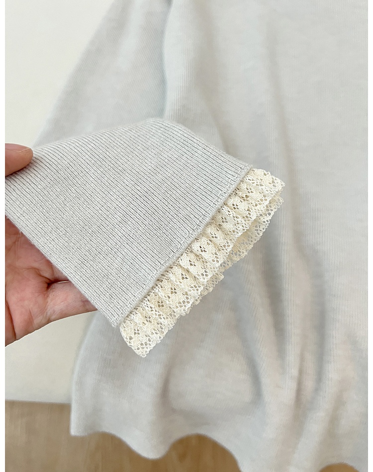 Lace autumn and winter half high collar sweater for women