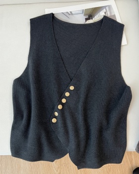 V-neck asymmetry sweater knitted autumn waistcoat