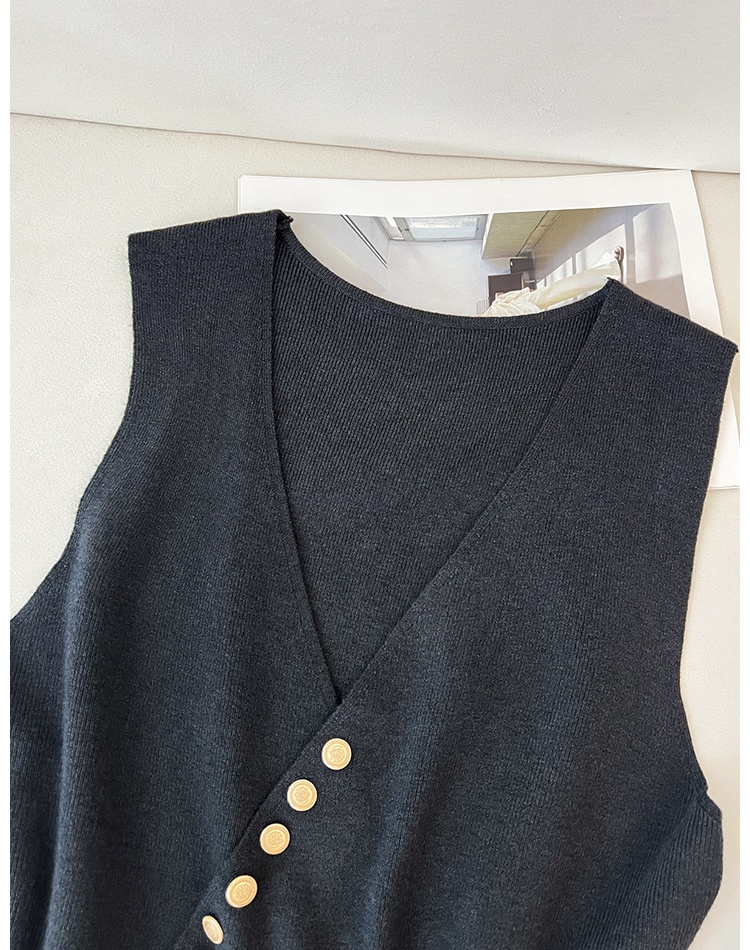 V-neck asymmetry sweater knitted autumn waistcoat