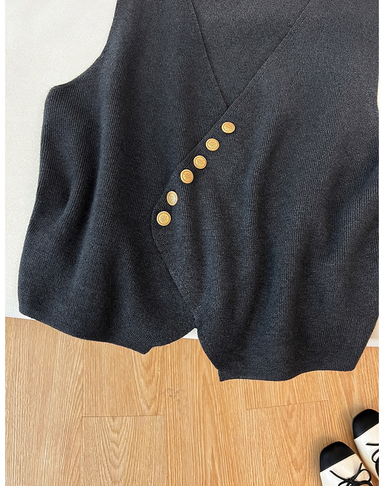 V-neck asymmetry sweater knitted autumn waistcoat