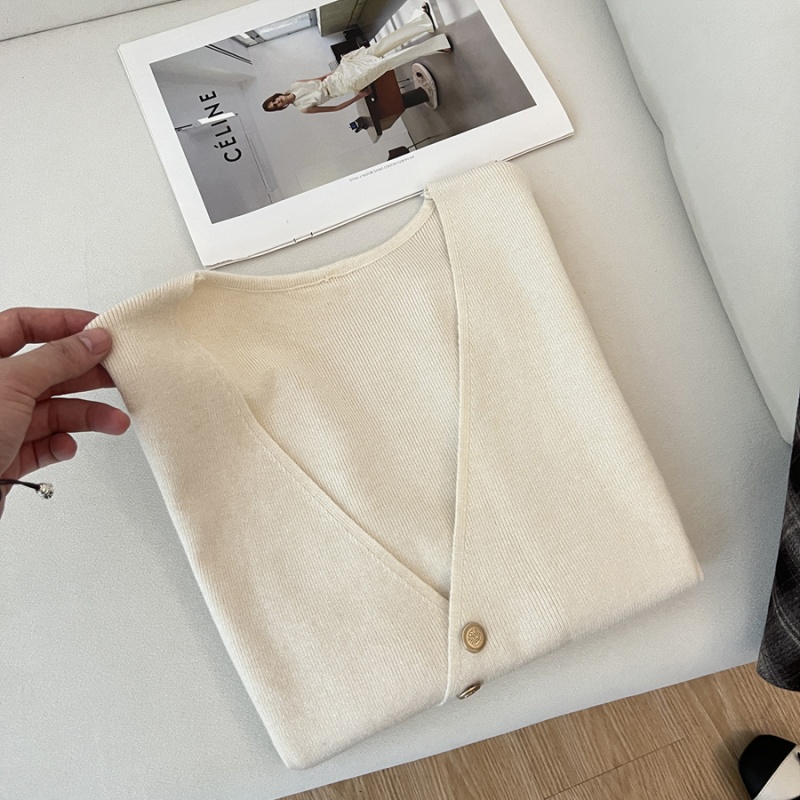 V-neck asymmetry sweater knitted autumn waistcoat