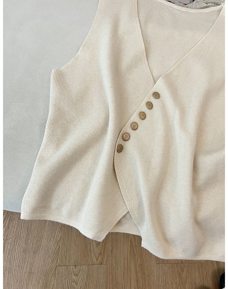 V-neck asymmetry sweater knitted autumn waistcoat