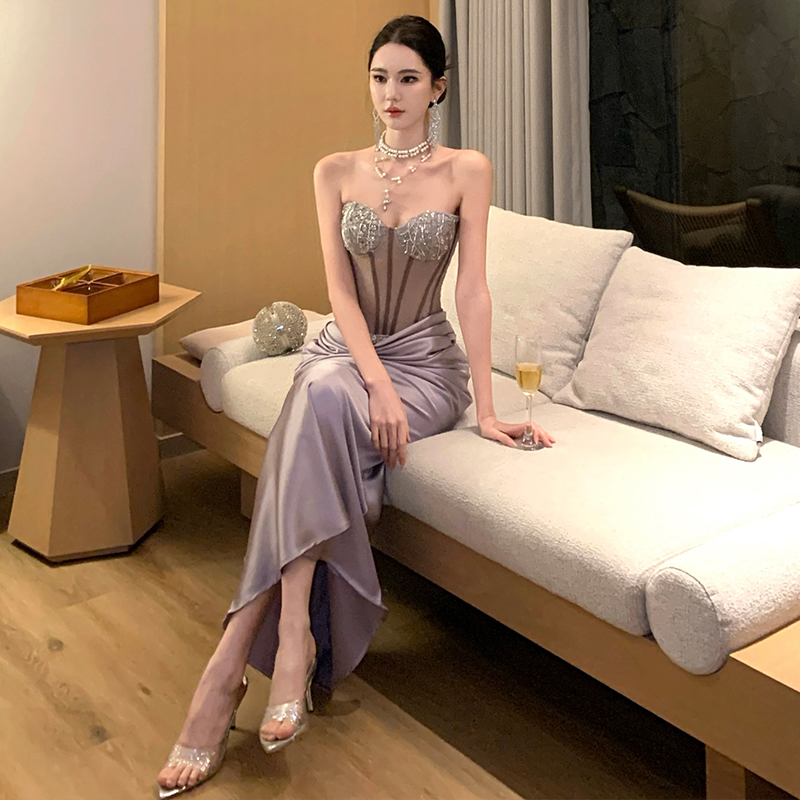 Sling winter long dress package hip dress for women