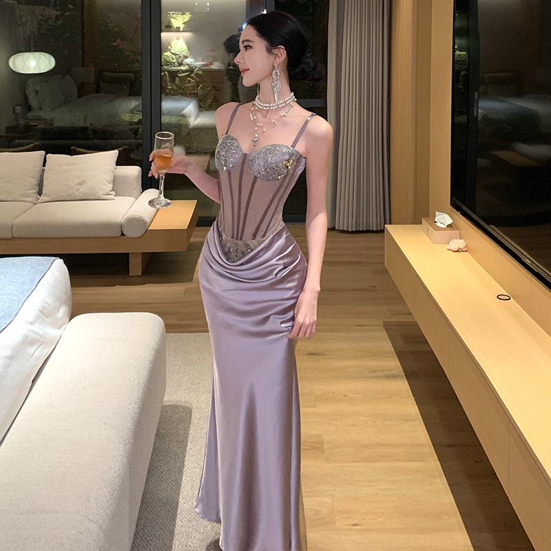 Sling winter long dress package hip dress for women