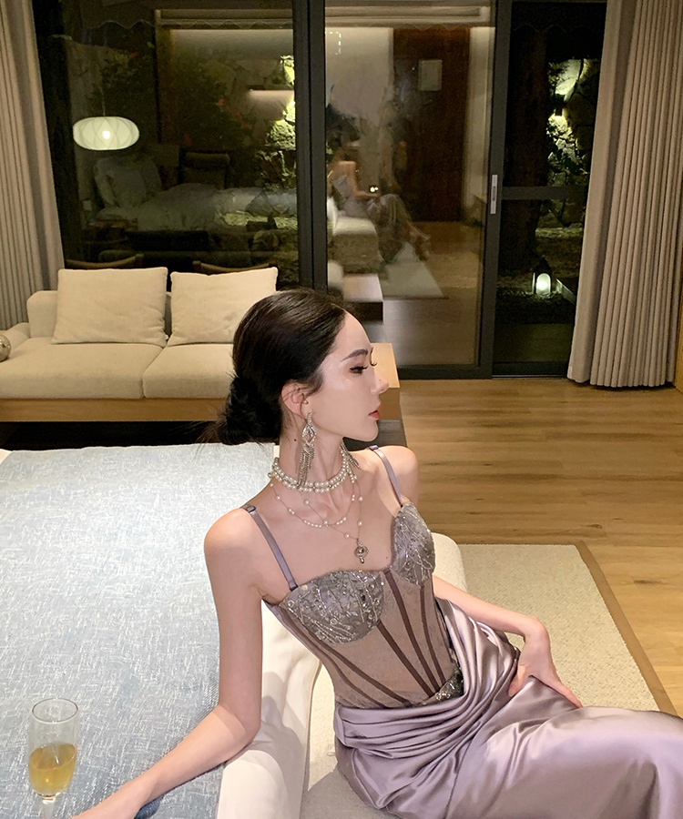 Sling winter long dress package hip dress for women